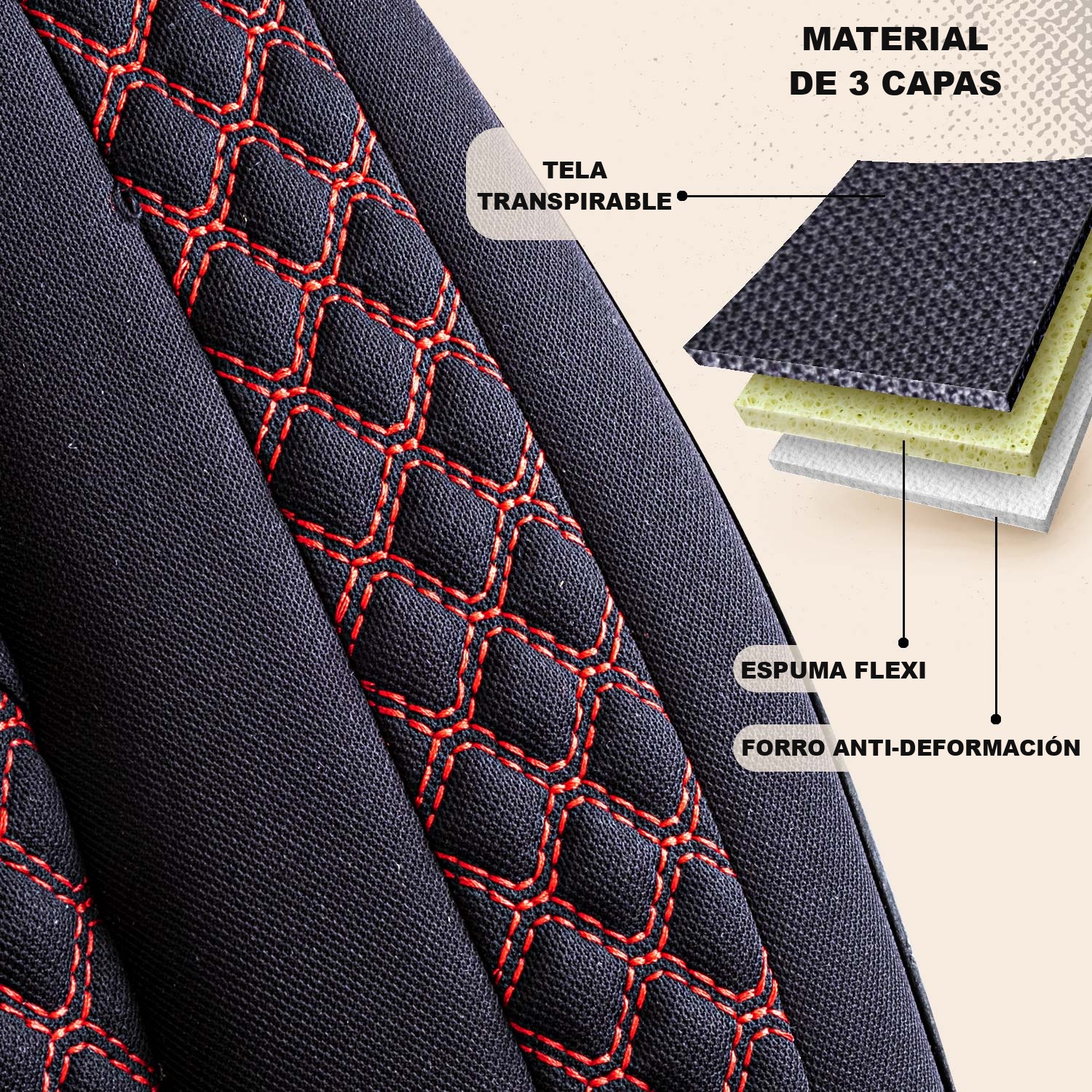 Material de tres capas de las fundas de asiento Limburg